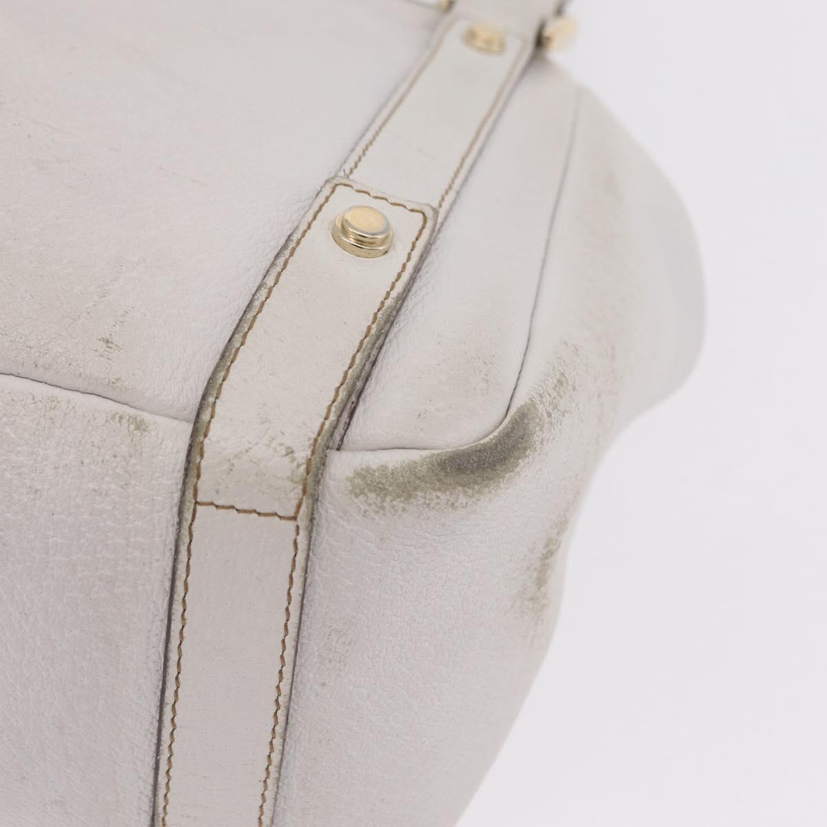 GUCCI Abbey Tote Bag Leather White Gold 130736 Auth 206102