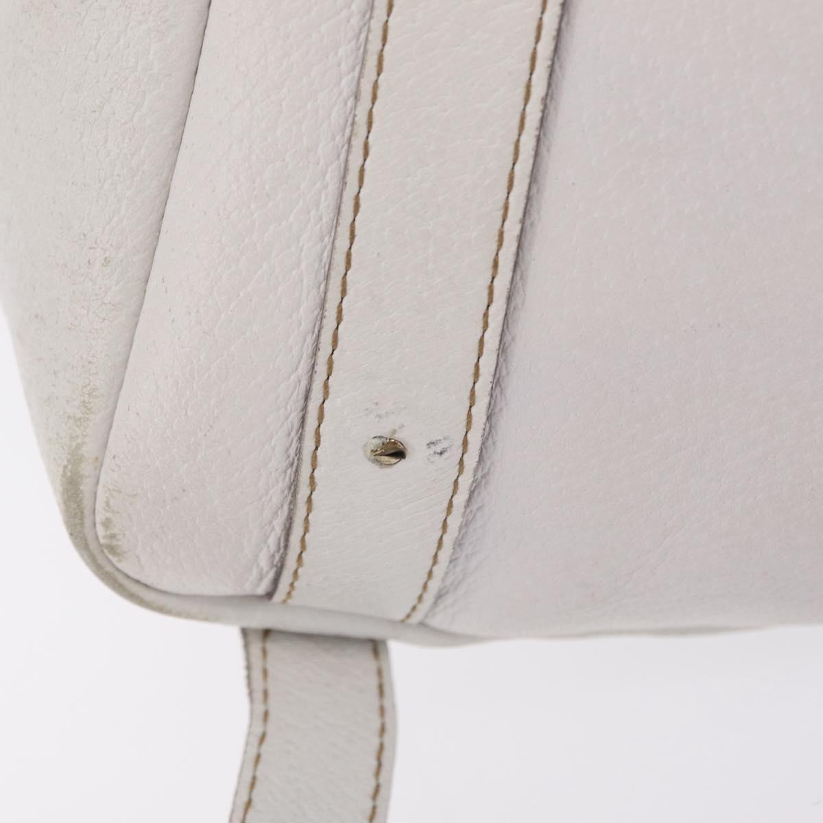 GUCCI Abbey Tote Bag Leather White Gold 130736 Auth 206102