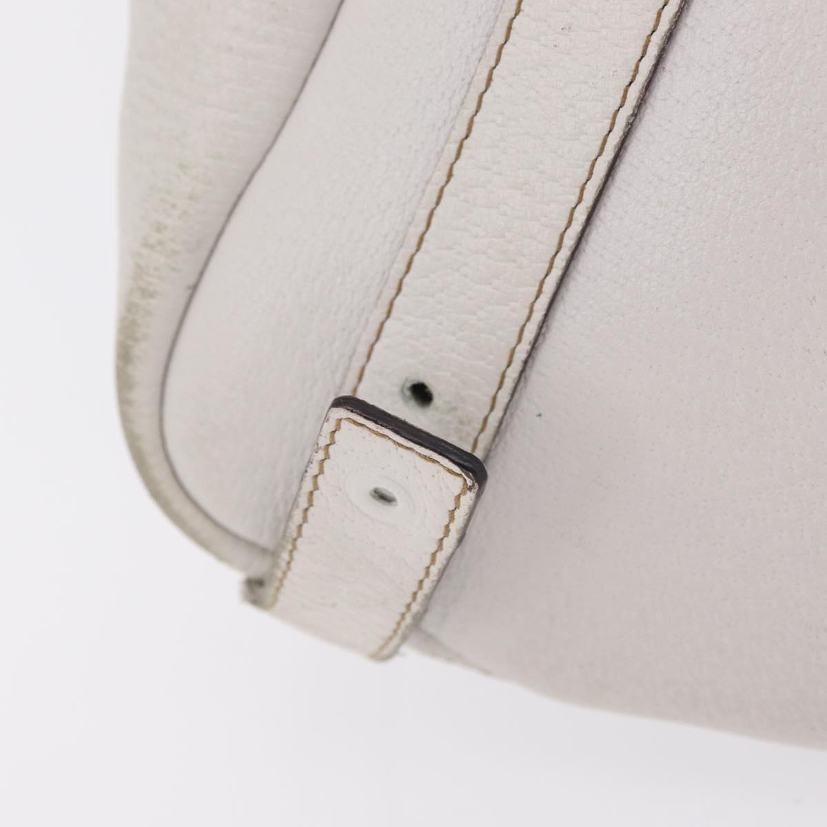 GUCCI Abbey Tote Bag Leather White Gold 130736 Auth 206102