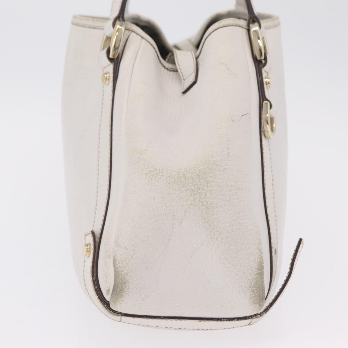 GUCCI Abbey Tote Bag Leather White Gold 130736 Auth 206102
