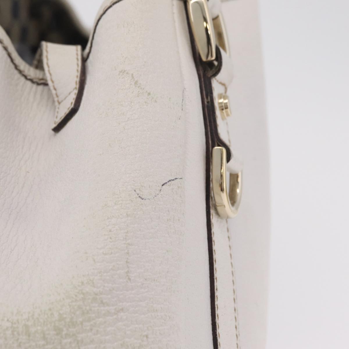 GUCCI Abbey Tote Bag Leather White Gold 130736 Auth 206102