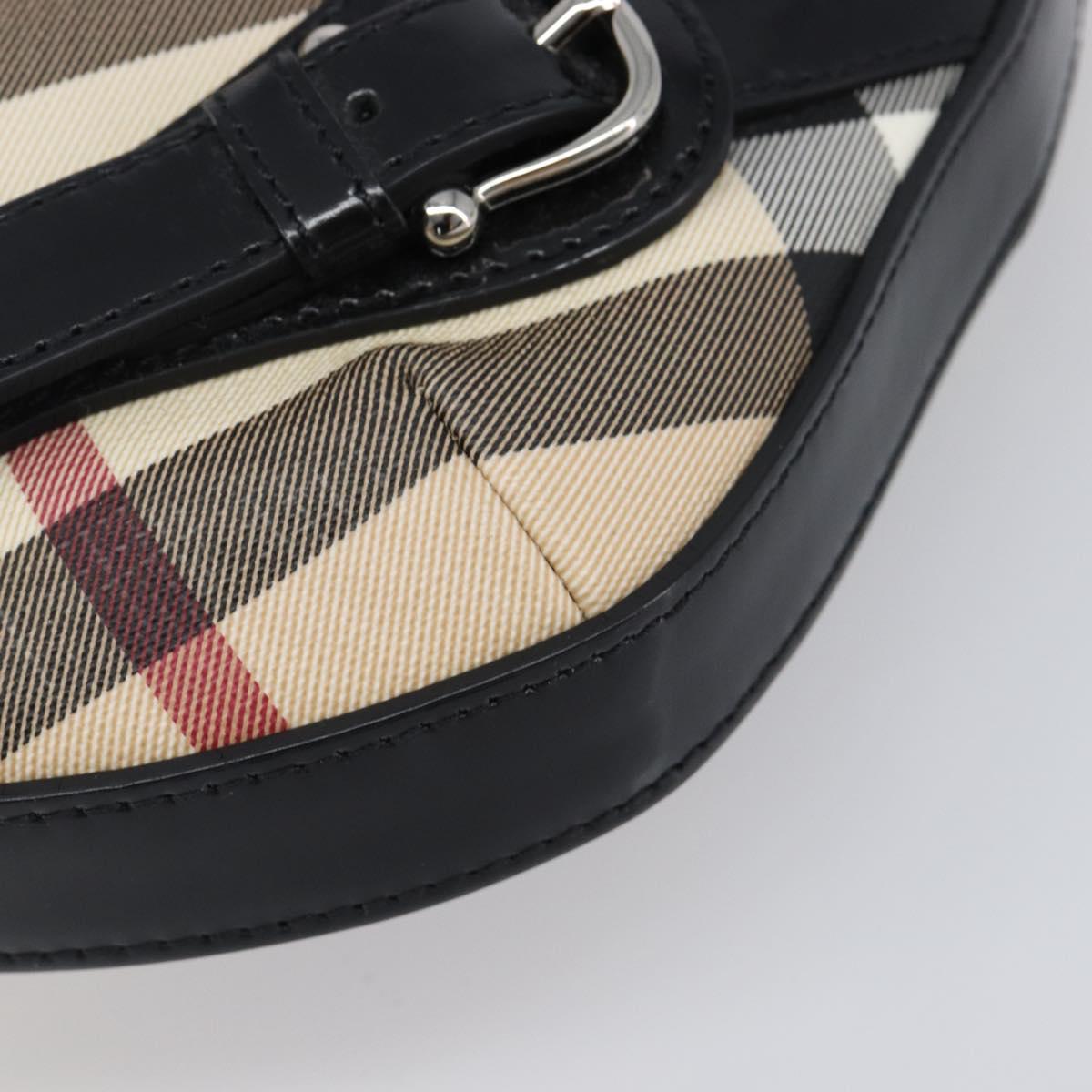 BURBERRY Nova Check Shoulder Bag PVC Beige Silver Auth 206103V