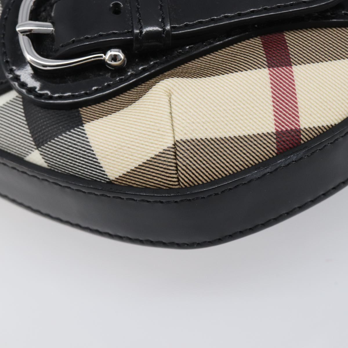 BURBERRY Nova Check Shoulder Bag PVC Beige Silver Auth 206103V