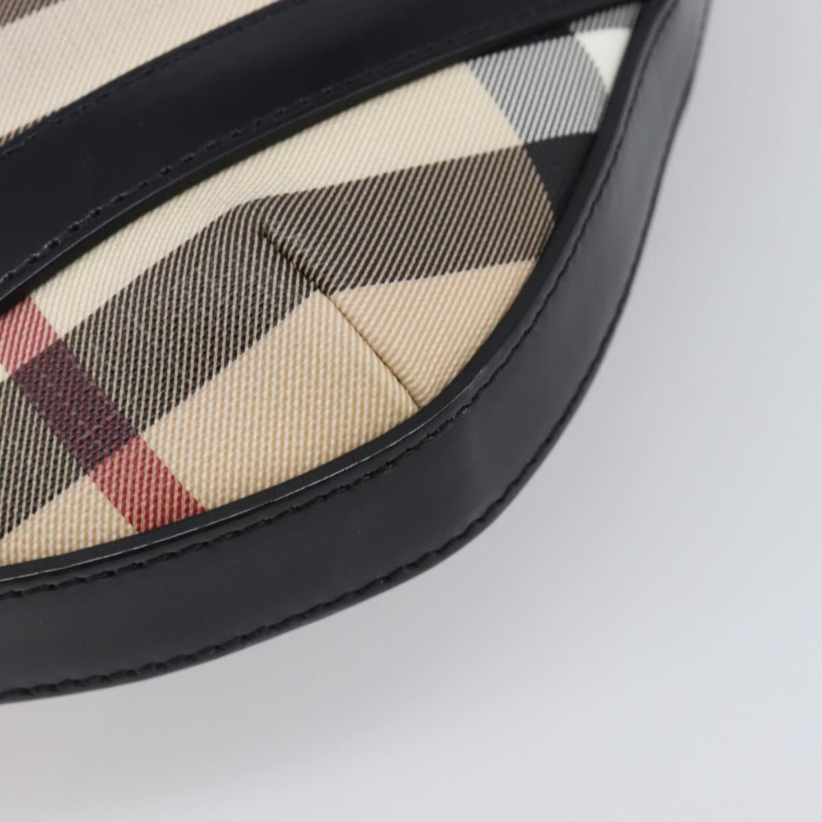 BURBERRY Nova Check Shoulder Bag PVC Beige Silver Auth 206103V