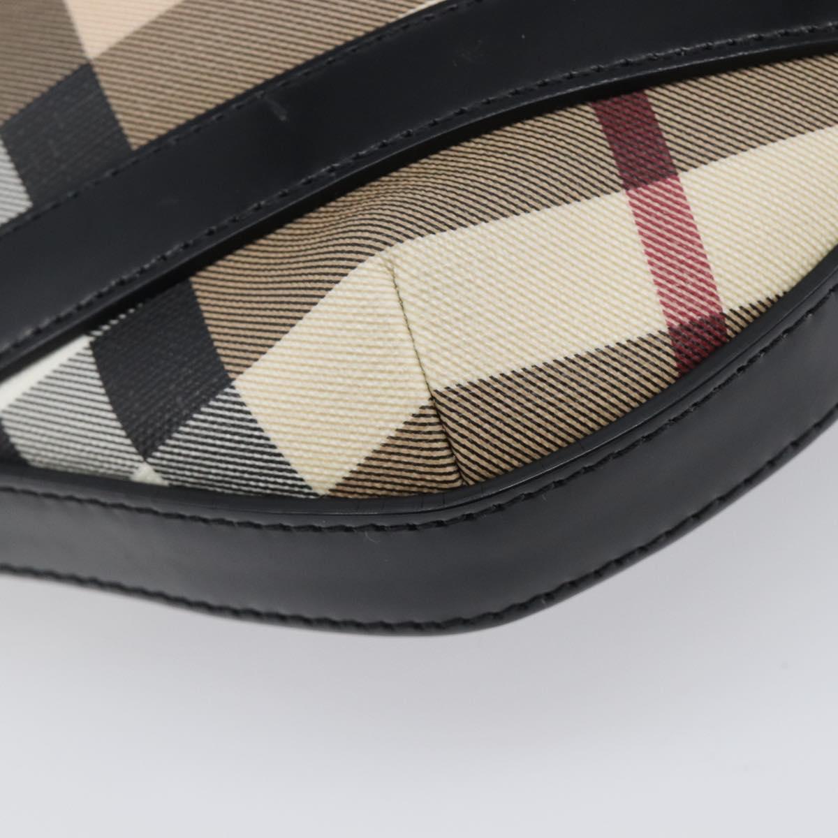 BURBERRY Nova Check Shoulder Bag PVC Beige Silver Auth 206103V