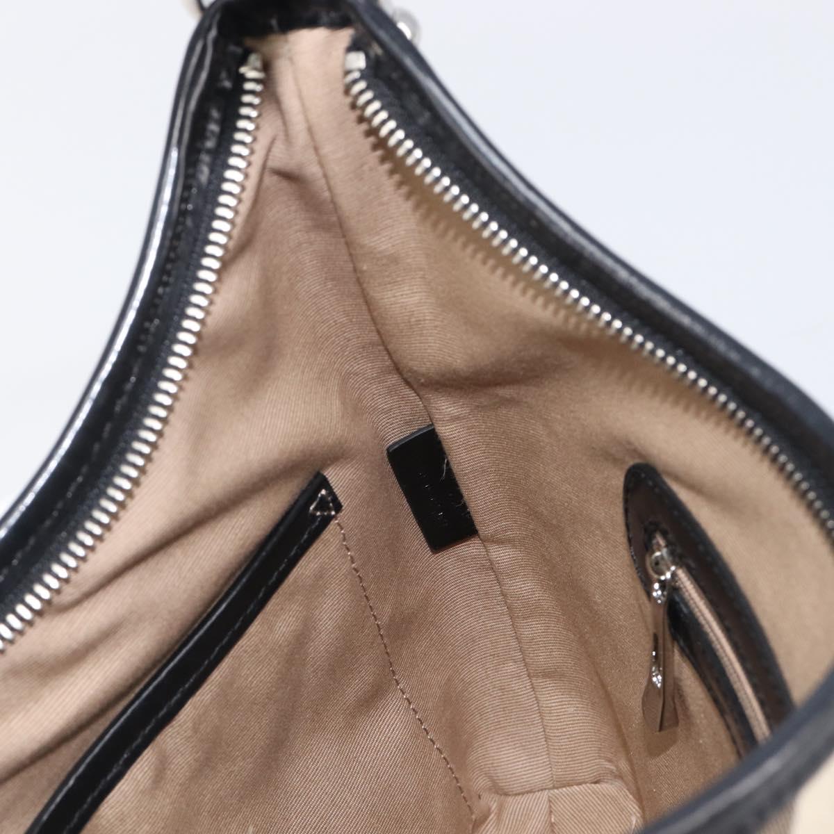 BURBERRY Nova Check Shoulder Bag PVC Beige Silver Auth 206103V