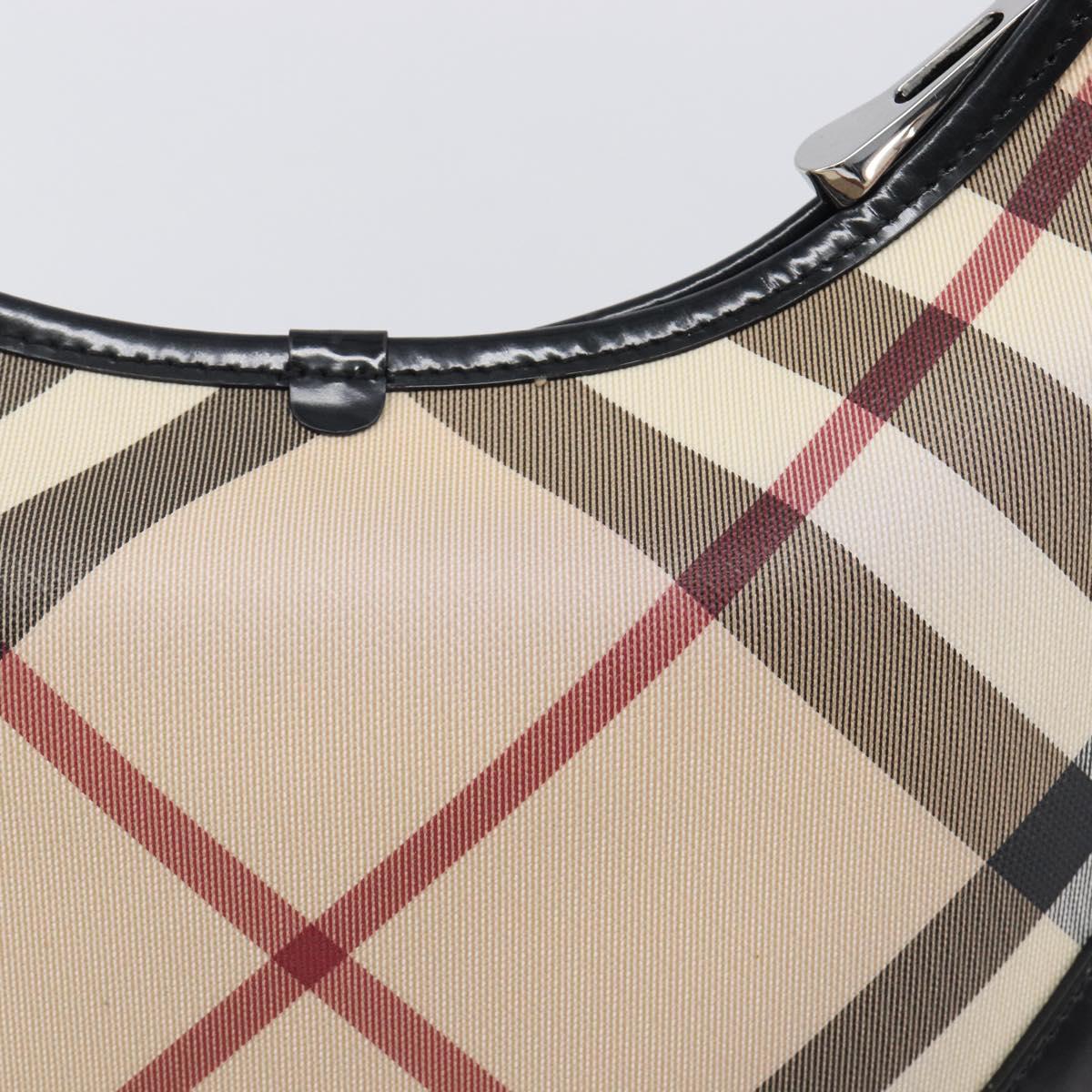 BURBERRY Nova Check Shoulder Bag PVC Beige Silver Auth 206103V