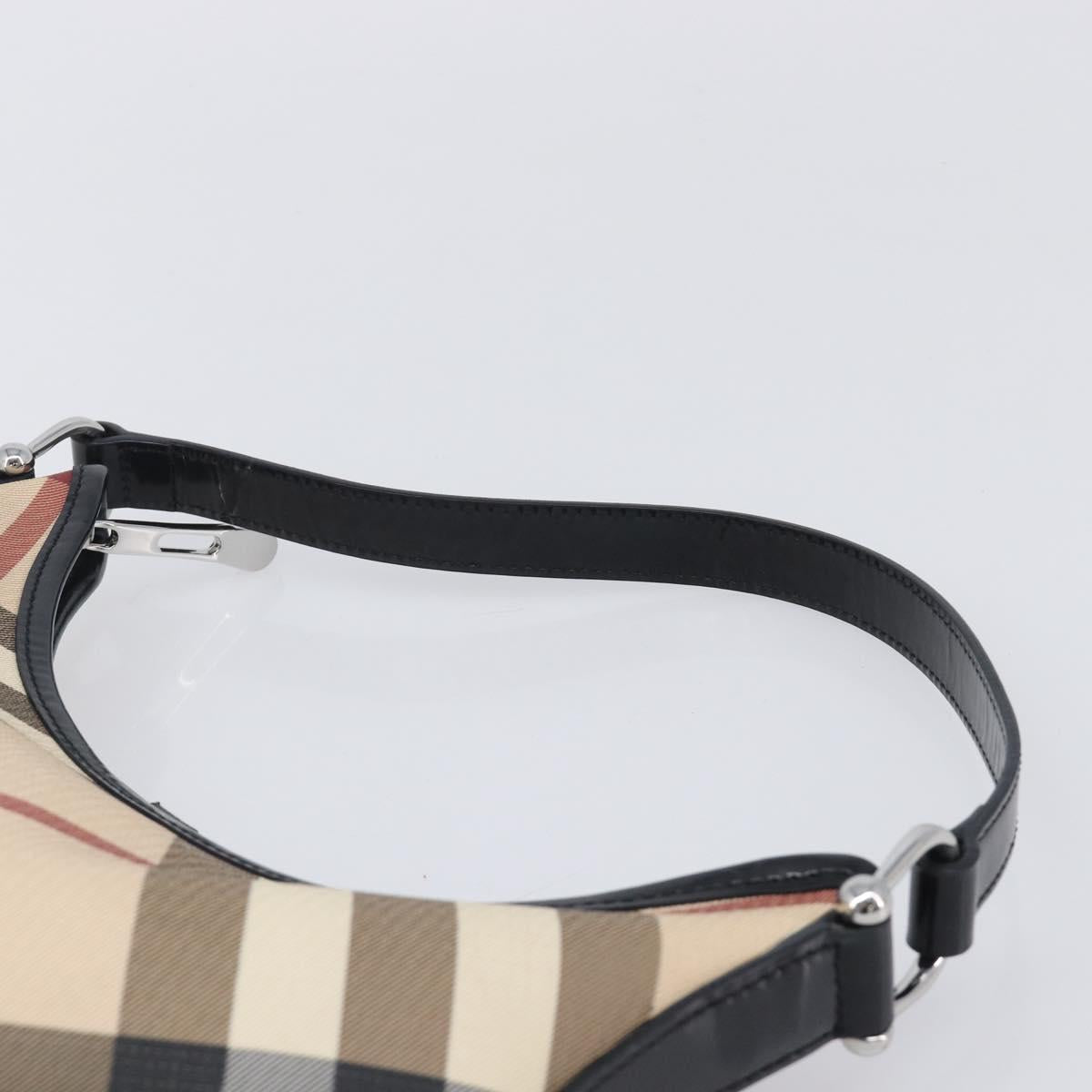 BURBERRY Nova Check Shoulder Bag PVC Beige Silver Auth 206103V