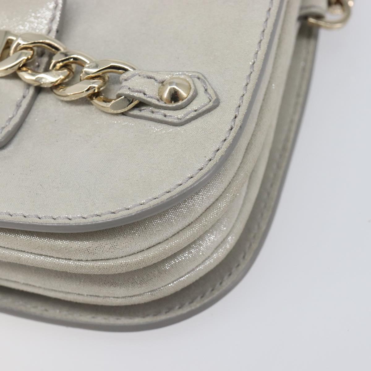 Jimmy Choo Chain Shoulder Bag Leather Silver Gold Auth 206104A