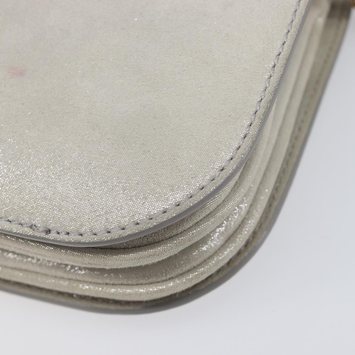 Jimmy Choo Chain Shoulder Bag Leather Silver Gold Auth 206104A