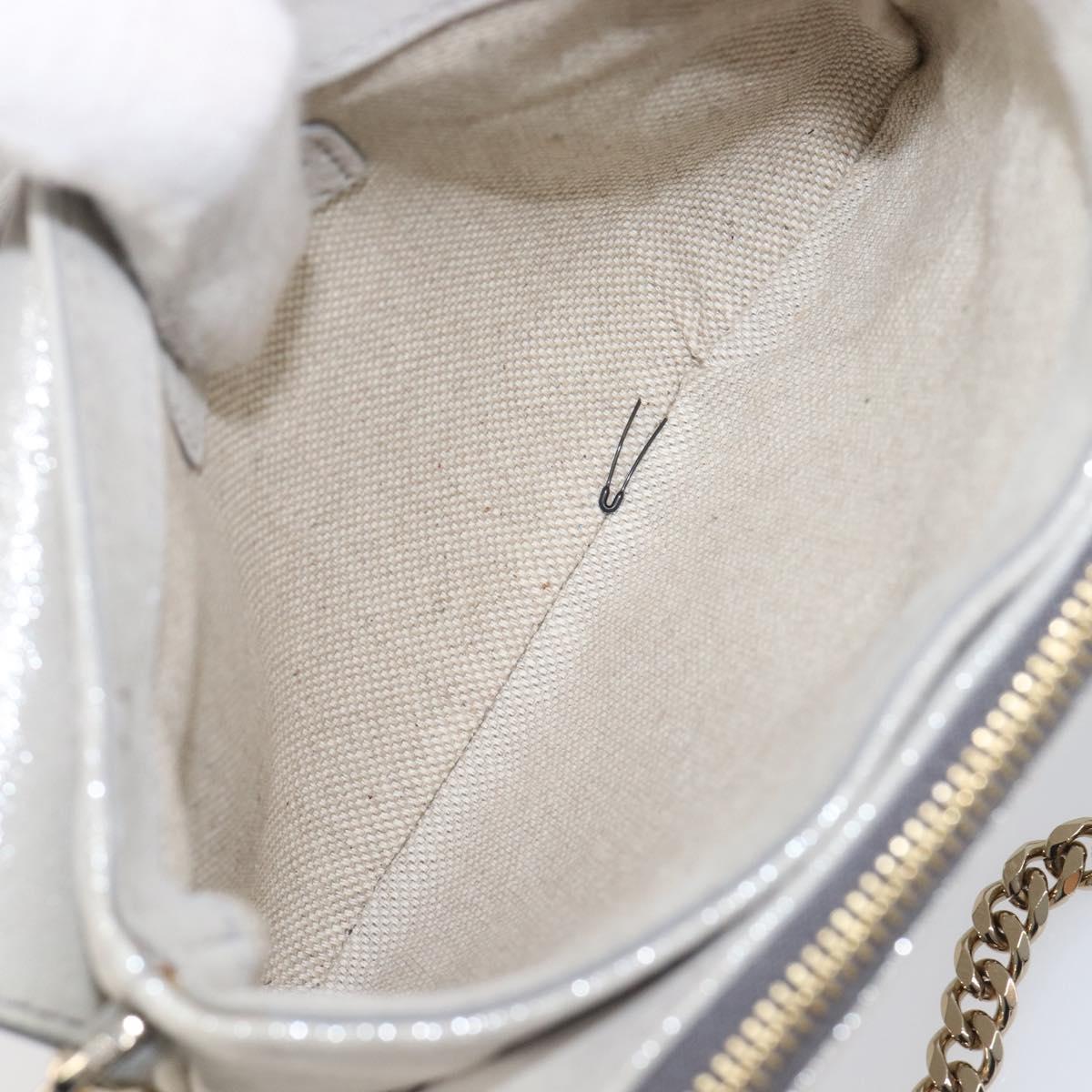 Jimmy Choo Chain Shoulder Bag Leather Silver Gold Auth 206104A
