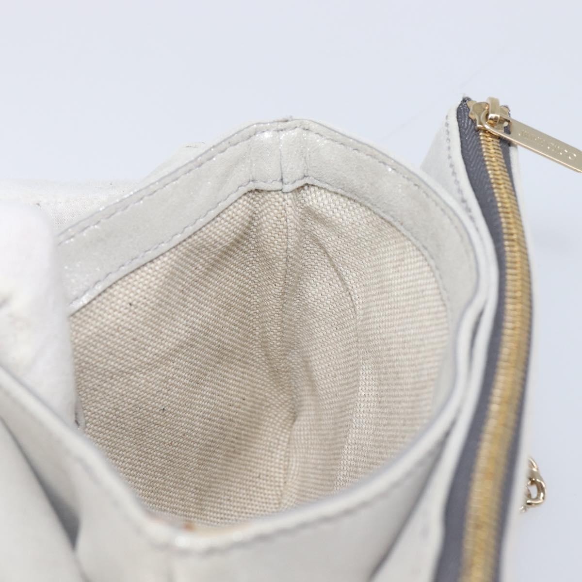 Jimmy Choo Chain Shoulder Bag Leather Silver Gold Auth 206104A