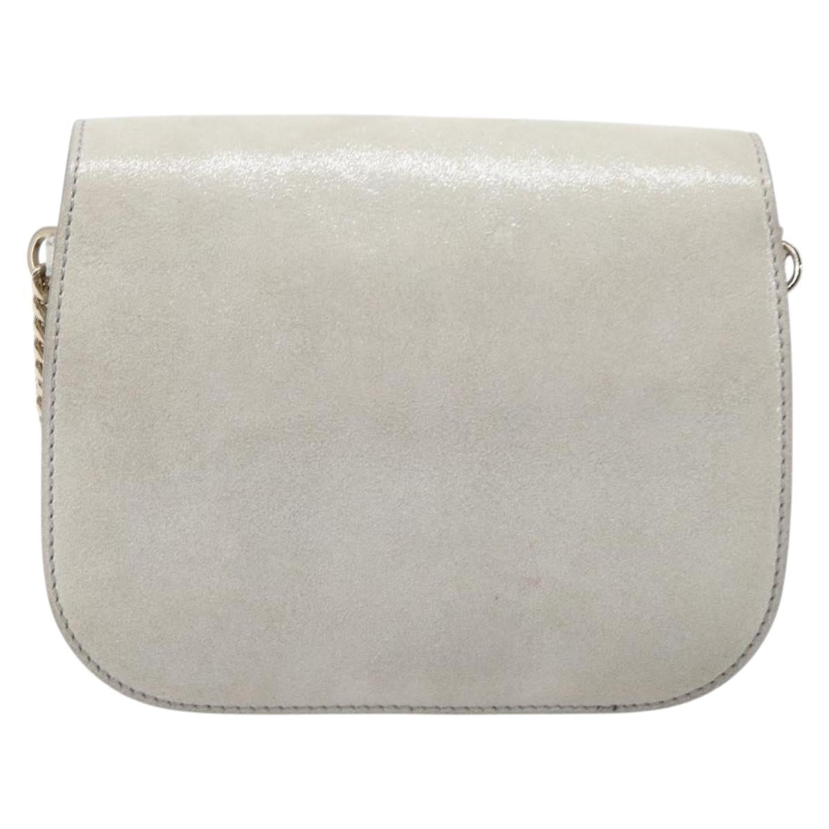 Jimmy Choo Chain Shoulder Bag Leather Silver Gold Auth 206104A