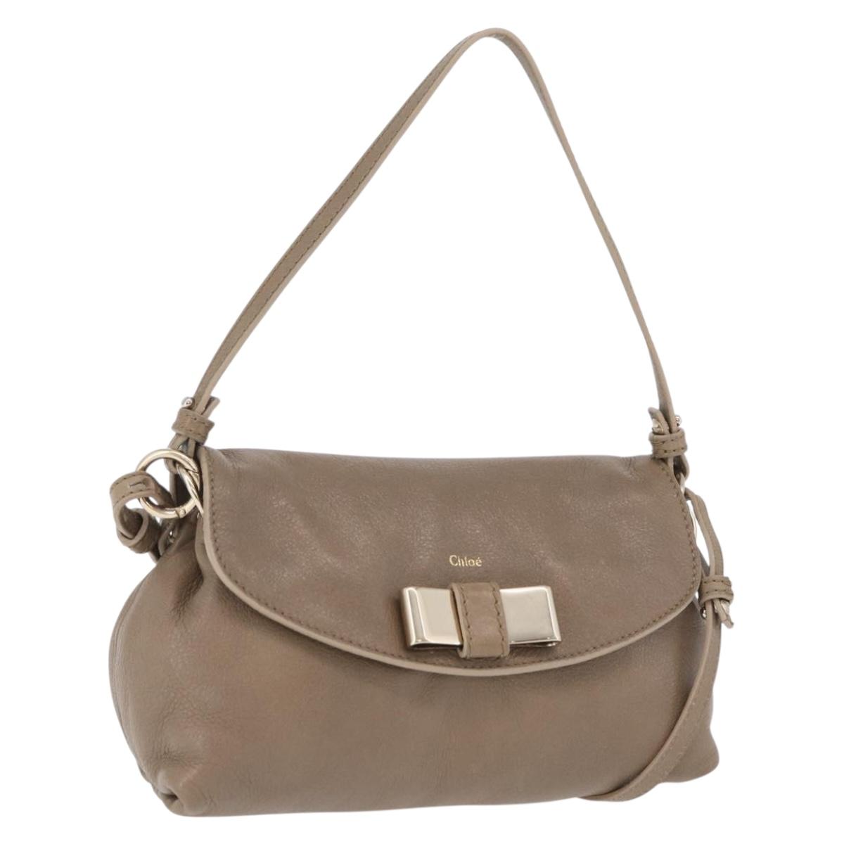 Chloe Lily Shoulder Bag Leather 2way Beige Gold Auth 206105A