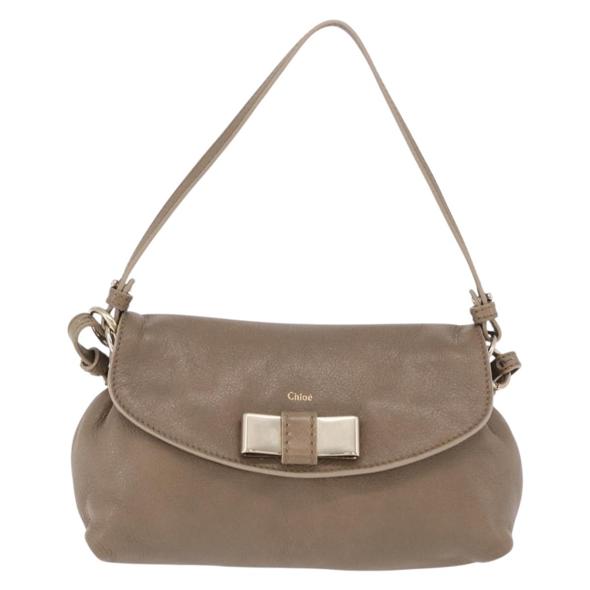 Chloe Lily Shoulder Bag Leather 2way Beige Gold Auth 206105A