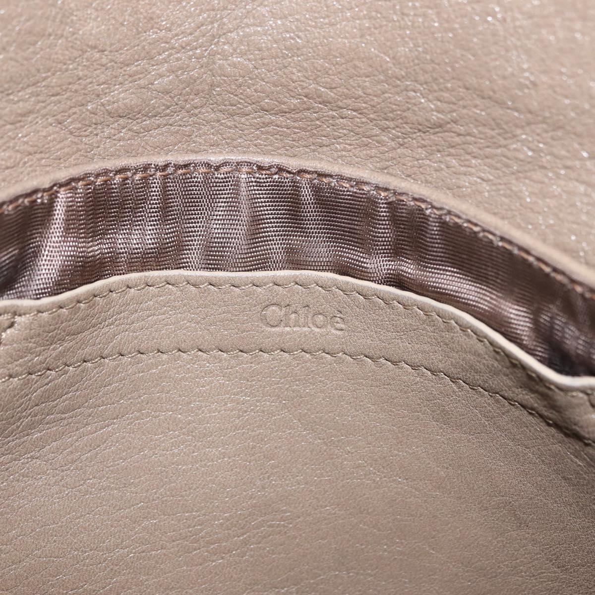 Chloe Lily Shoulder Bag Leather 2way Beige Gold Auth 206105A