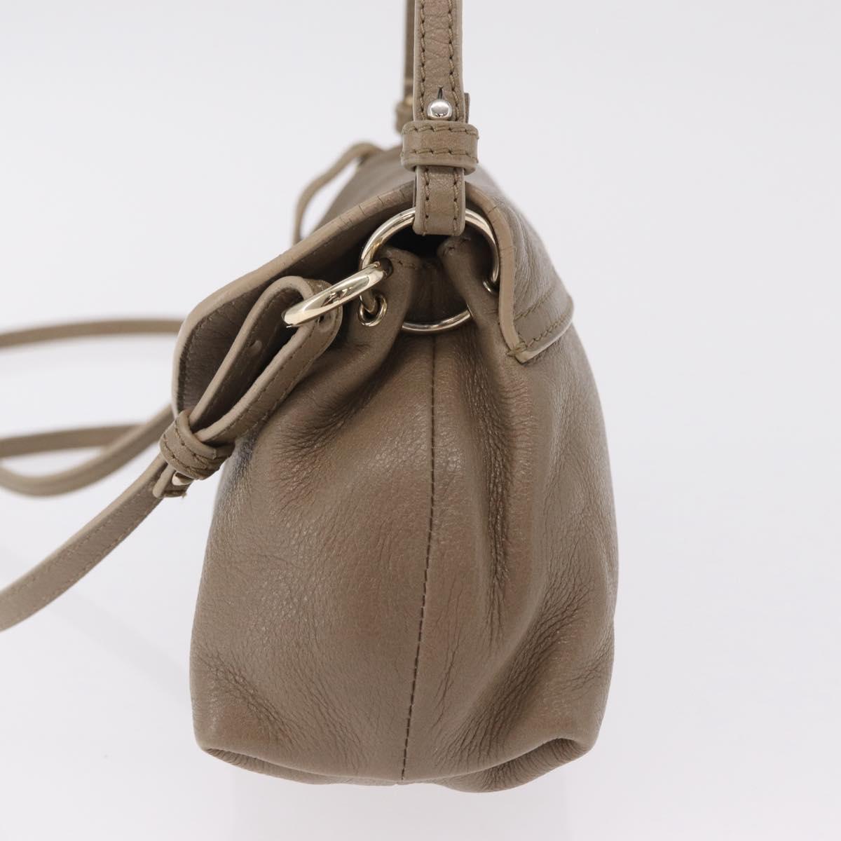 Chloe Lily Shoulder Bag Leather 2way Beige Gold Auth 206105A