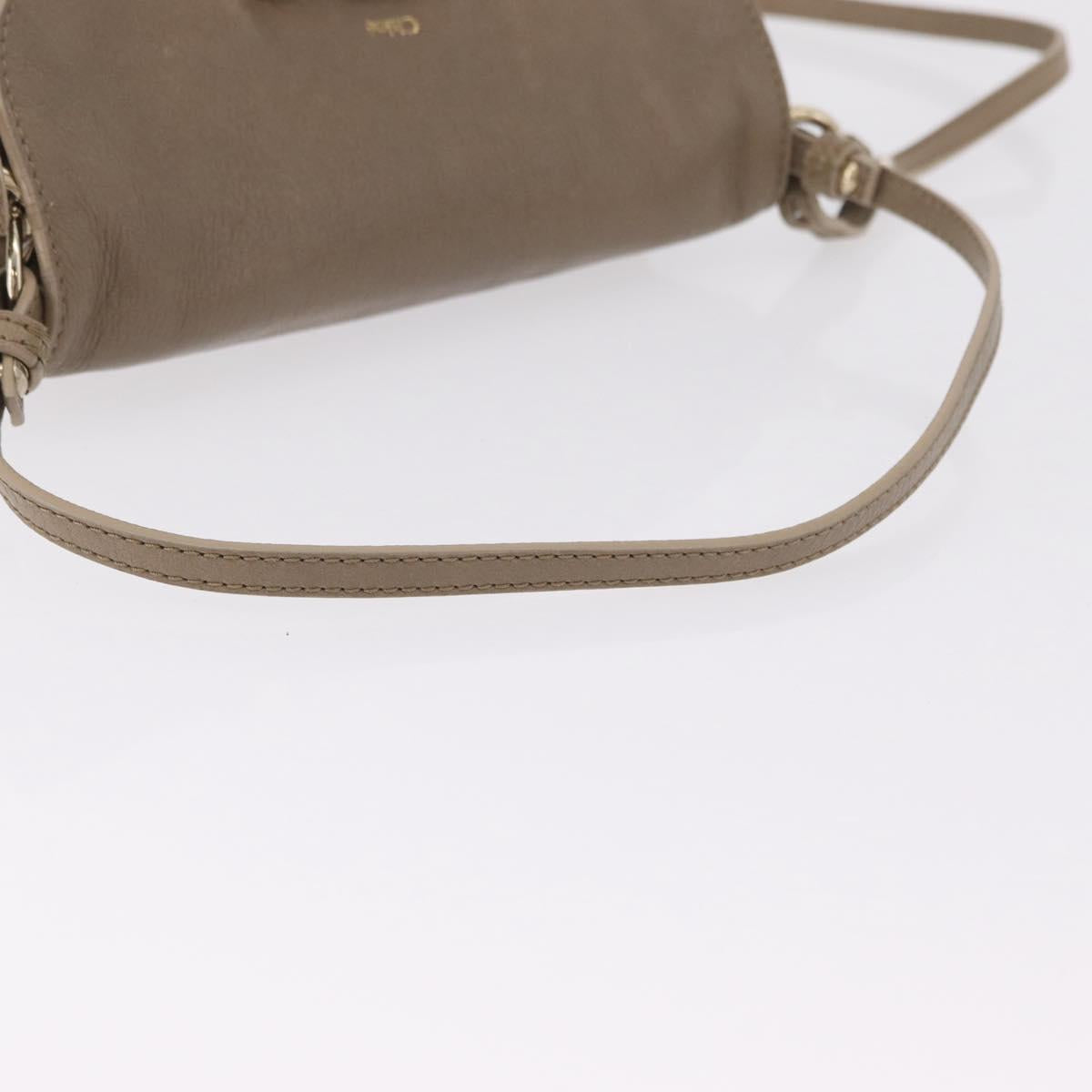 Chloe Lily Shoulder Bag Leather 2way Beige Gold Auth 206105A