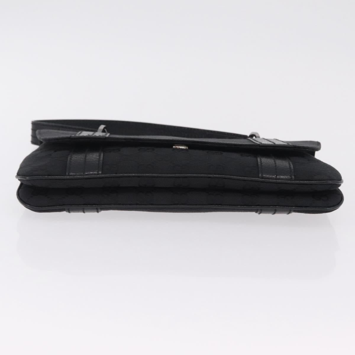 GUCCI GG Canvas Hand Bag Black Silver 113014 Auth 206106V