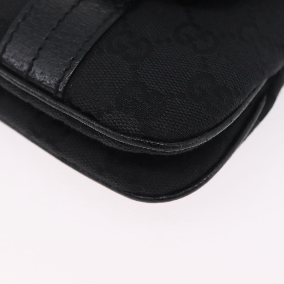 GUCCI GG Canvas Hand Bag Black Silver 113014 Auth 206106V