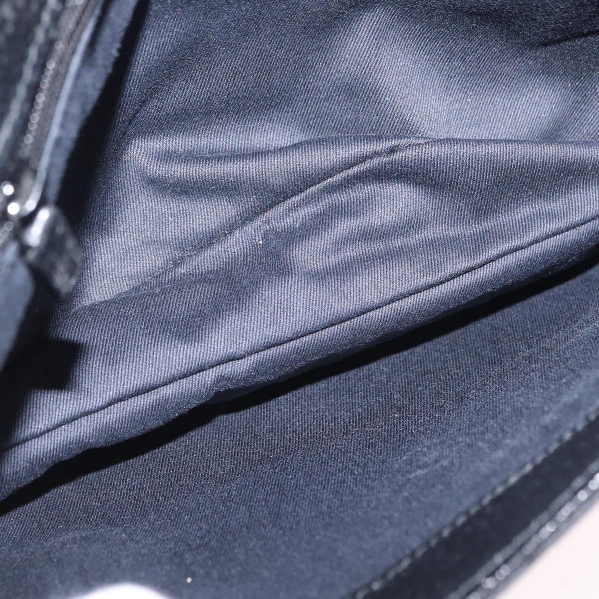 GUCCI GG Canvas Hand Bag Black Silver 113014 Auth 206106V