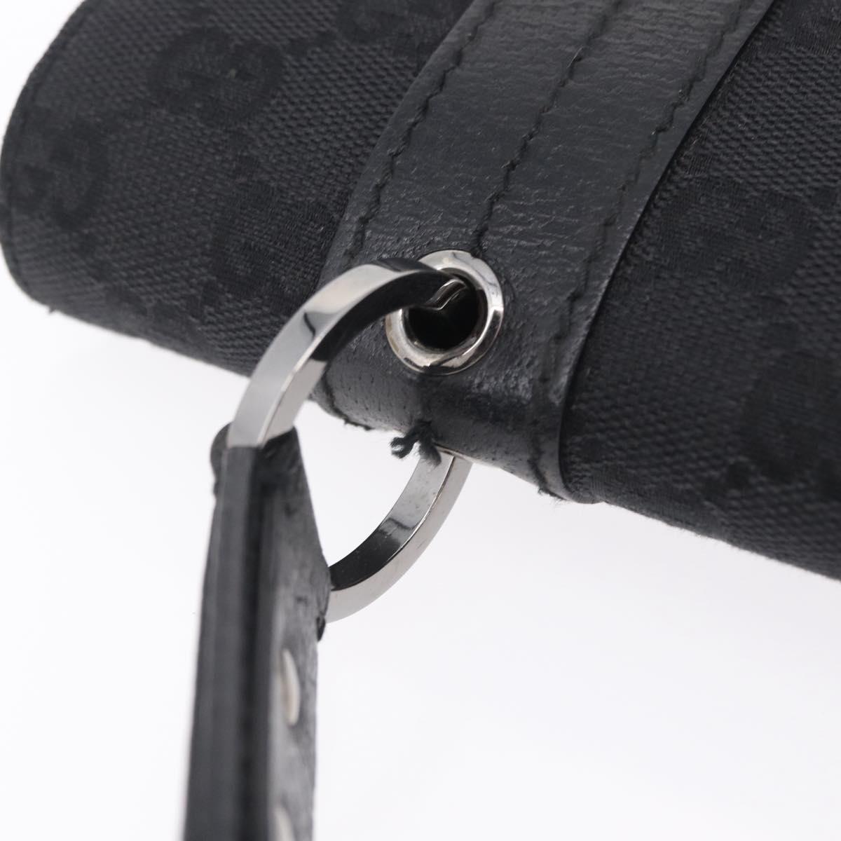 GUCCI GG Canvas Hand Bag Black Silver 113014 Auth 206106V