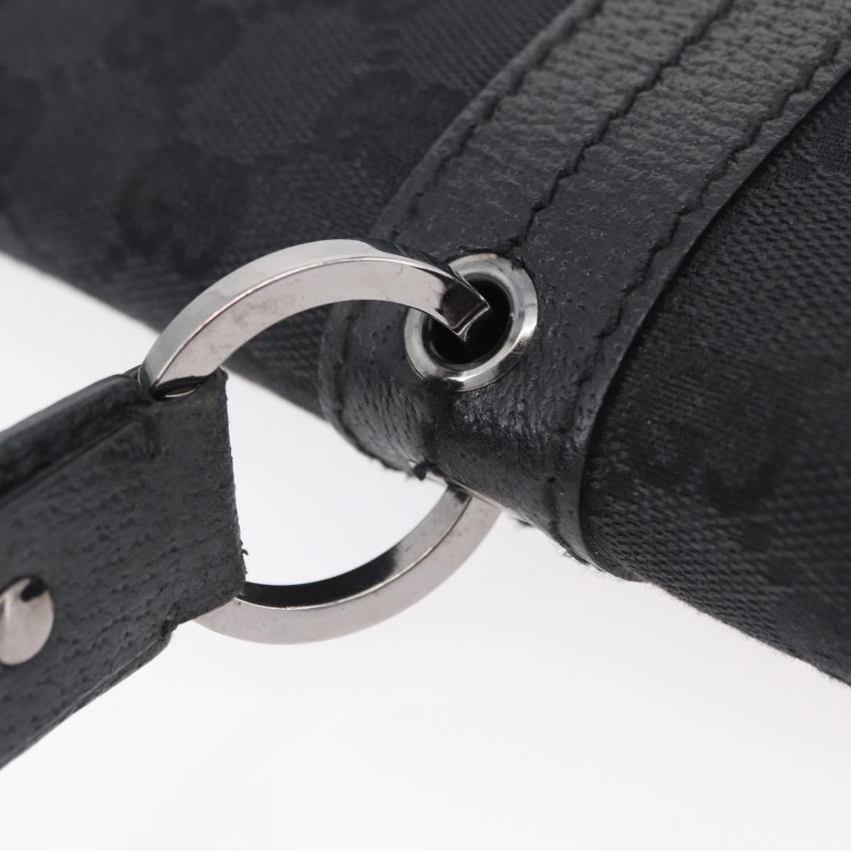 GUCCI GG Canvas Hand Bag Black Silver 113014 Auth 206106V
