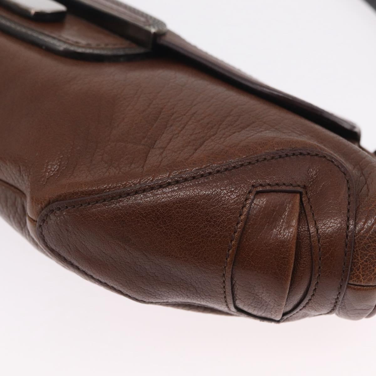 PRADA Chain Shoulder Bag Leather Brown Auth 206107V