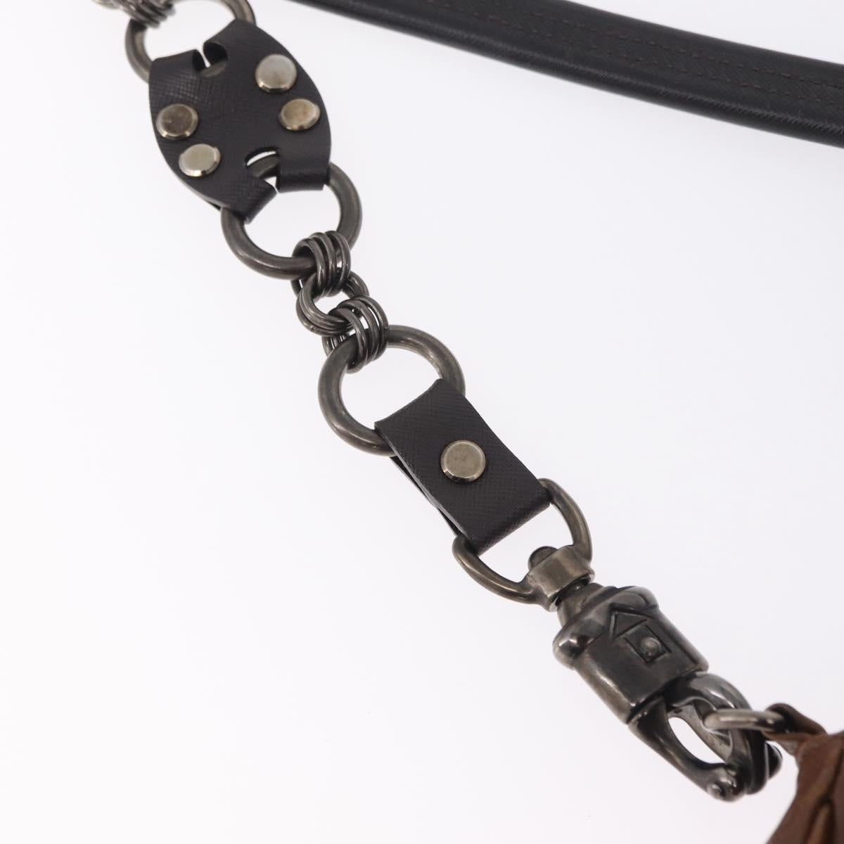 PRADA Chain Shoulder Bag Leather Brown Auth 206107V