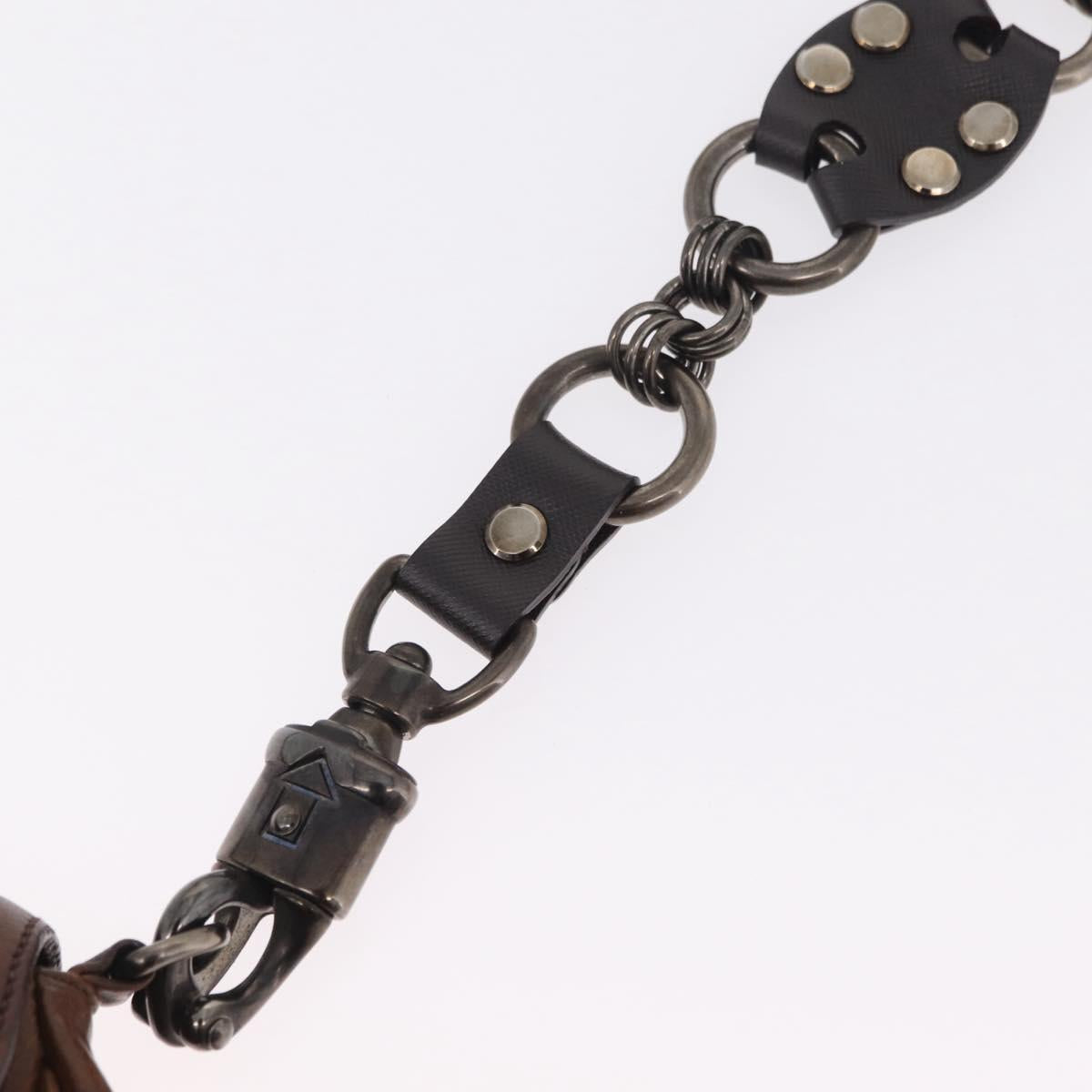 PRADA Chain Shoulder Bag Leather Brown Auth 206107V