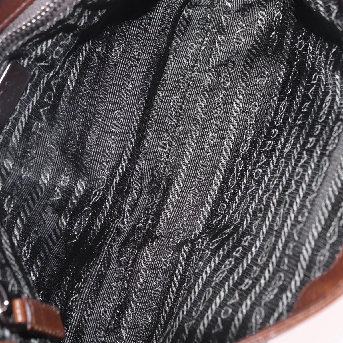 PRADA Chain Shoulder Bag Leather Brown Auth 206107V