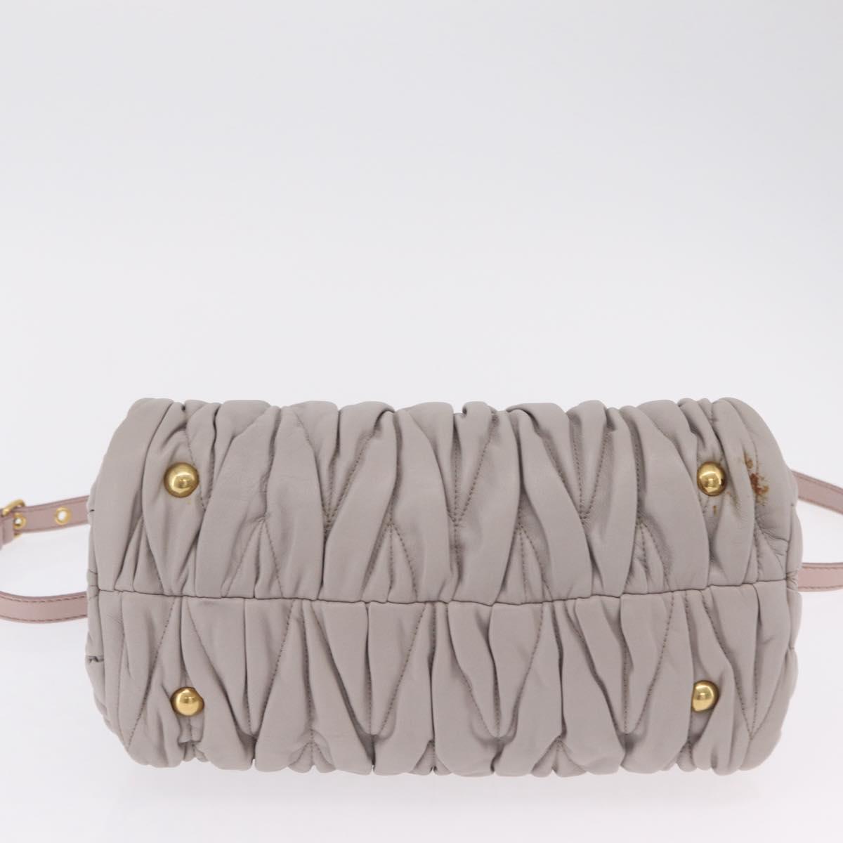 Miu Miu Matelasse Hand Bag Leather 2way Gray Gold Auth 206108V