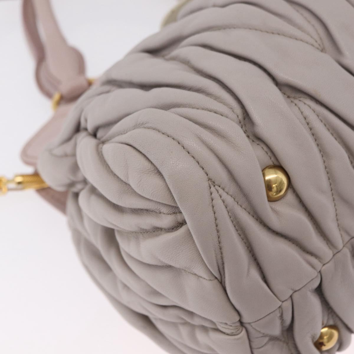 Miu Miu Matelasse Hand Bag Leather 2way Gray Gold Auth 206108V