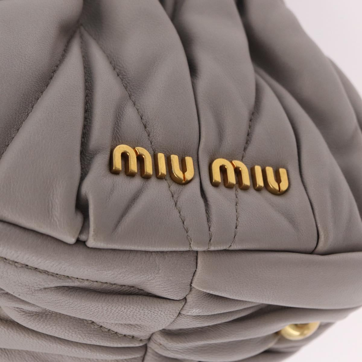 Miu Miu Matelasse Hand Bag Leather 2way Gray Gold Auth 206108V