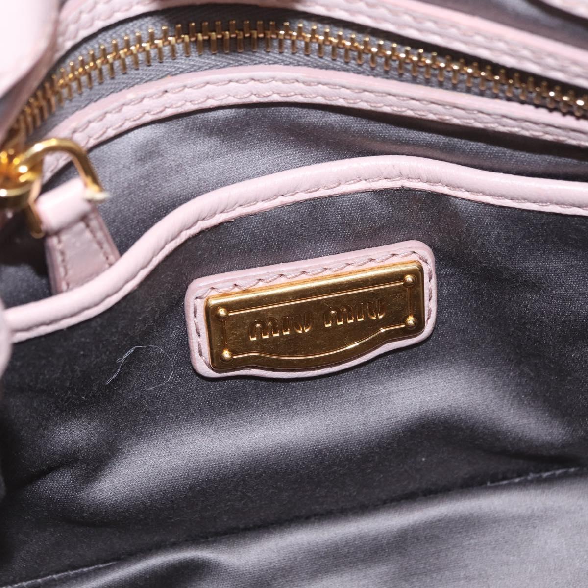 Miu Miu Matelasse Hand Bag Leather 2way Gray Gold Auth 206108V
