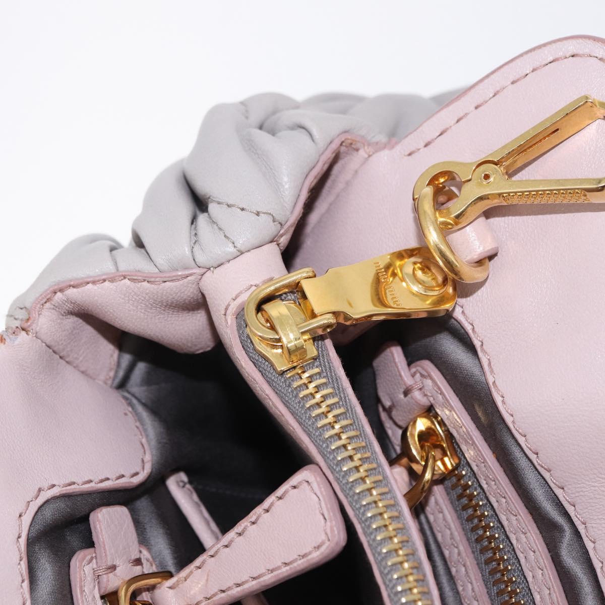 Miu Miu Matelasse Hand Bag Leather 2way Gray Gold Auth 206108V