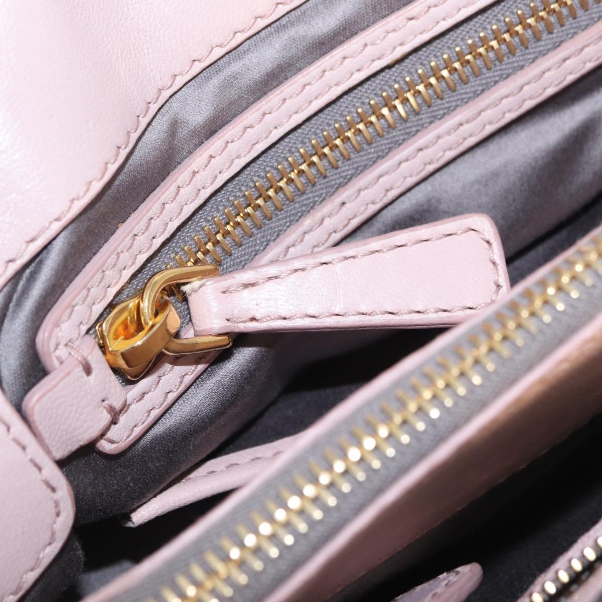 Miu Miu Matelasse Hand Bag Leather 2way Gray Gold Auth 206108V