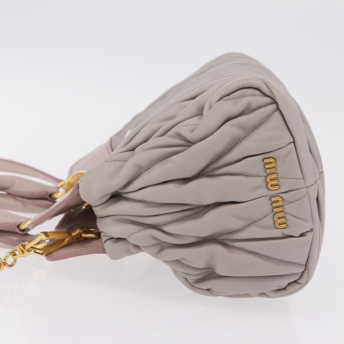 Miu Miu Matelasse Hand Bag Leather 2way Gray Gold Auth 206108V