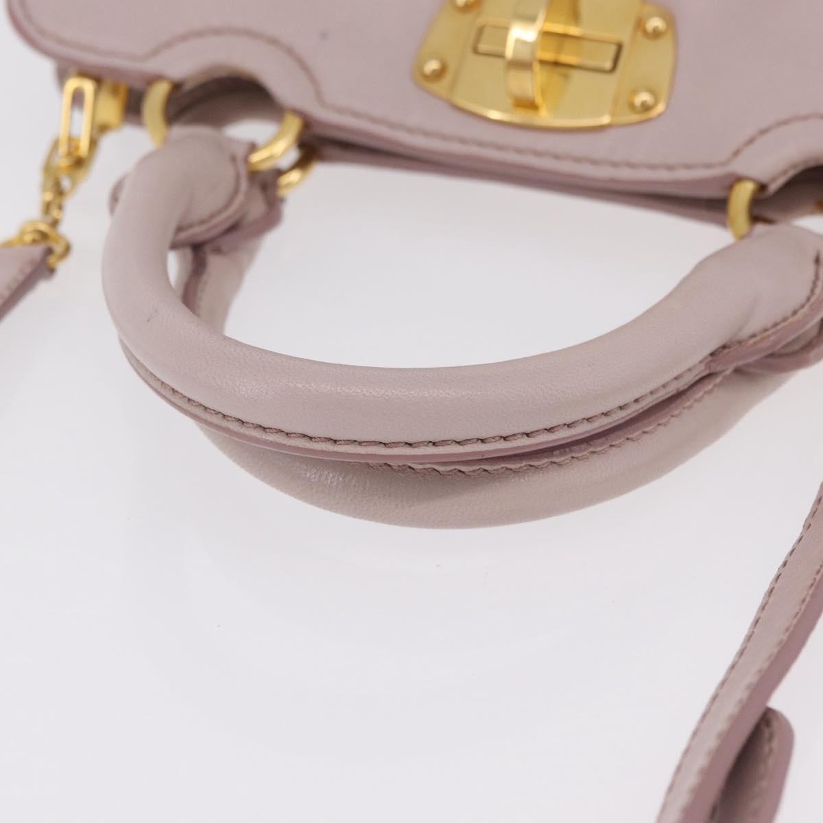 Miu Miu Matelasse Hand Bag Leather 2way Gray Gold Auth 206108V