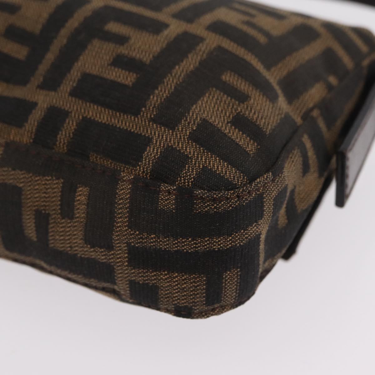 FENDI Zucca Canvas Mamma Baguette Shoulder Bag Black Brown Auth 206109V