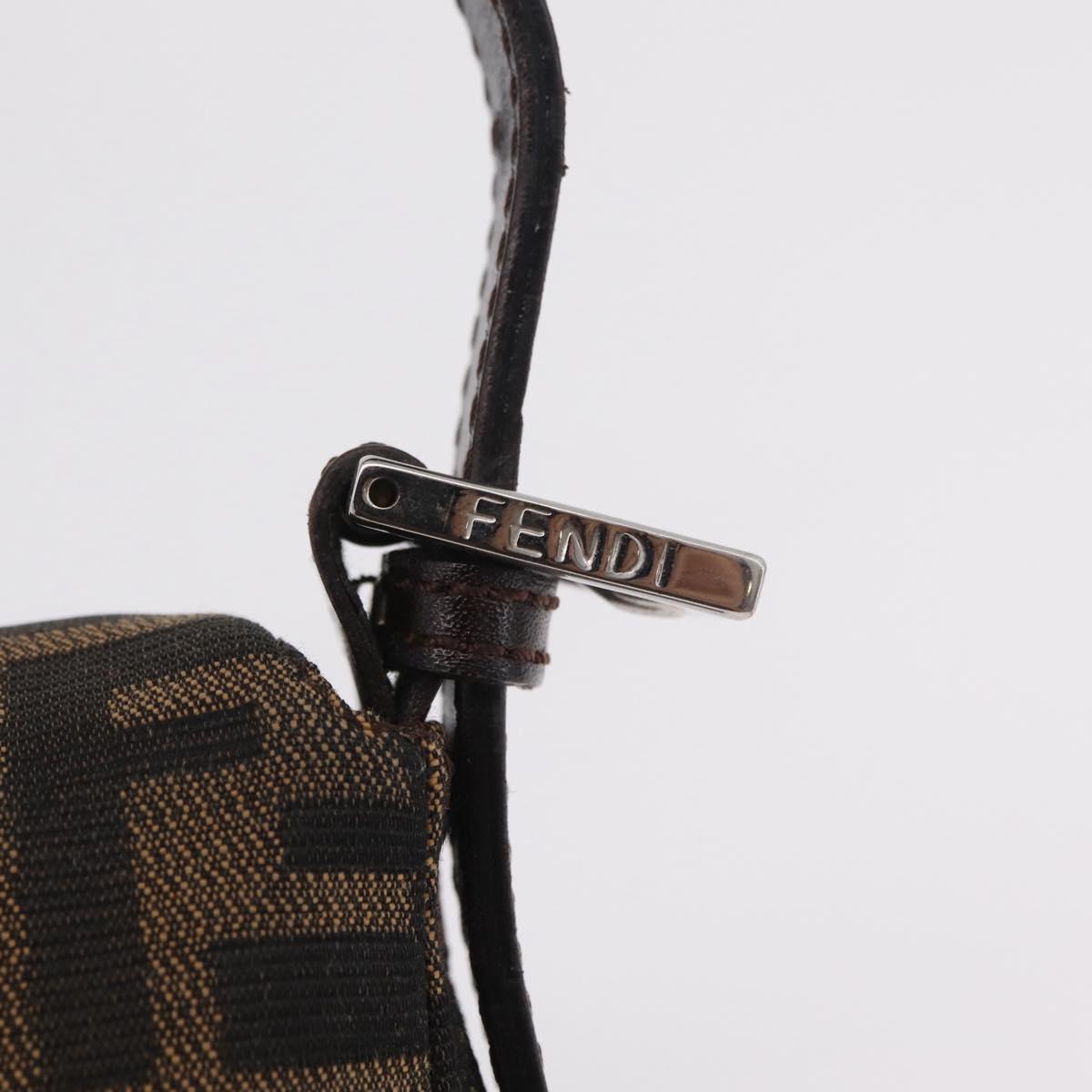 FENDI Zucca Canvas Mamma Baguette Shoulder Bag Black Brown Auth 206109V