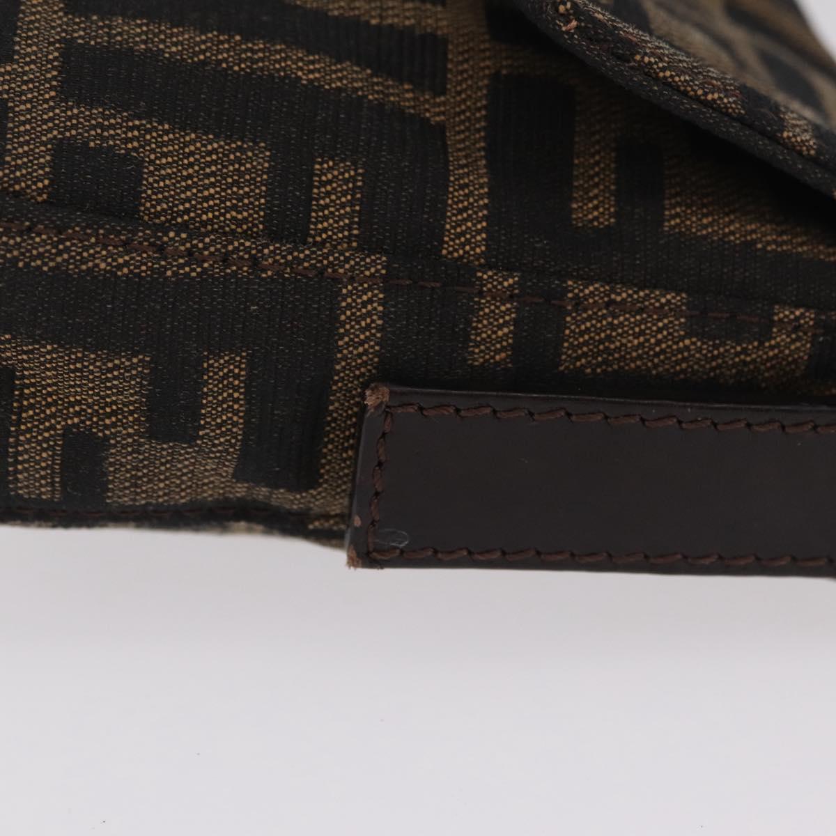 FENDI Zucca Canvas Mamma Baguette Shoulder Bag Black Brown Auth 206109V