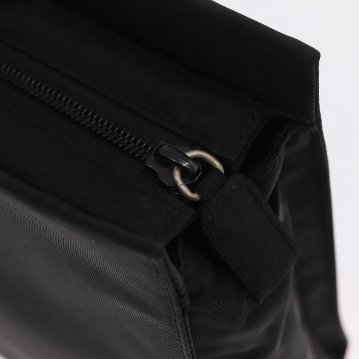 PRADA Metal Handle Hand Bag Nylon Black Silver Auth 206110A