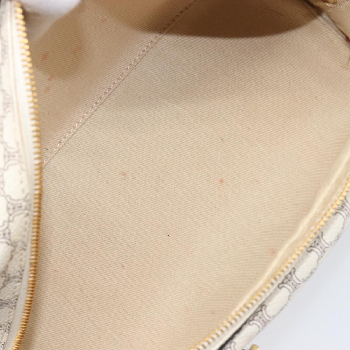 CELINE Macadam Canvas Boston Bag PVC Leather White Gold Auth 206111V