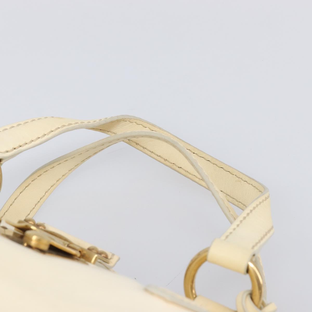 Miu Miu Hand Bag Leather Ivory Gold Auth 206112A