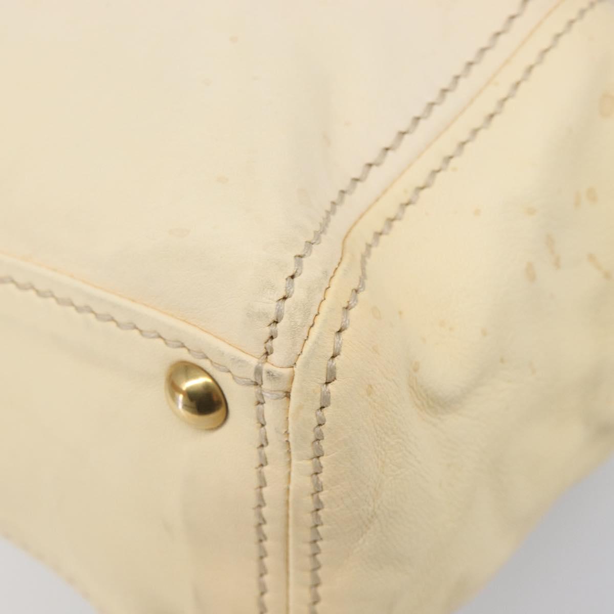 Miu Miu Hand Bag Leather Ivory Gold Auth 206112A