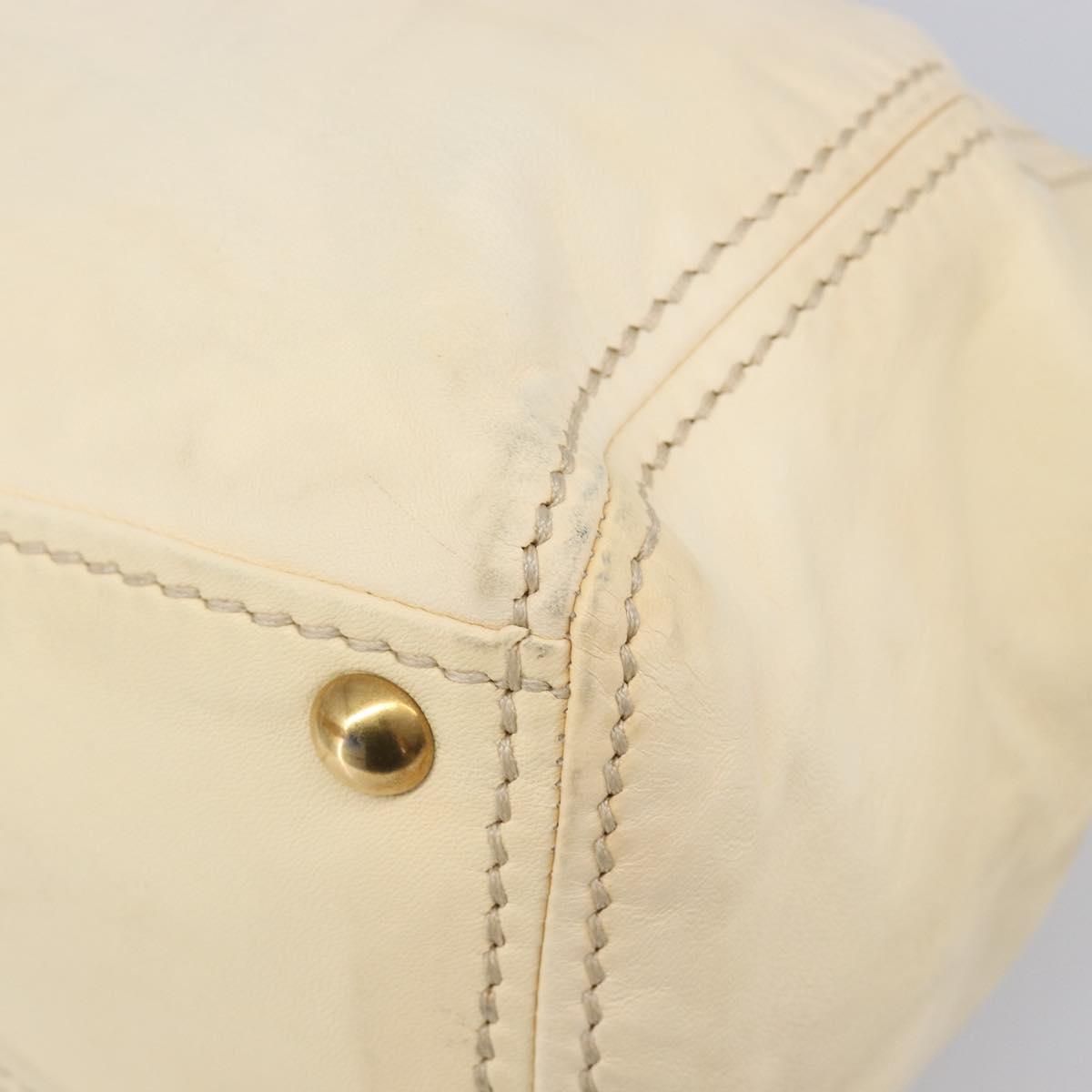 Miu Miu Hand Bag Leather Ivory Gold Auth 206112A