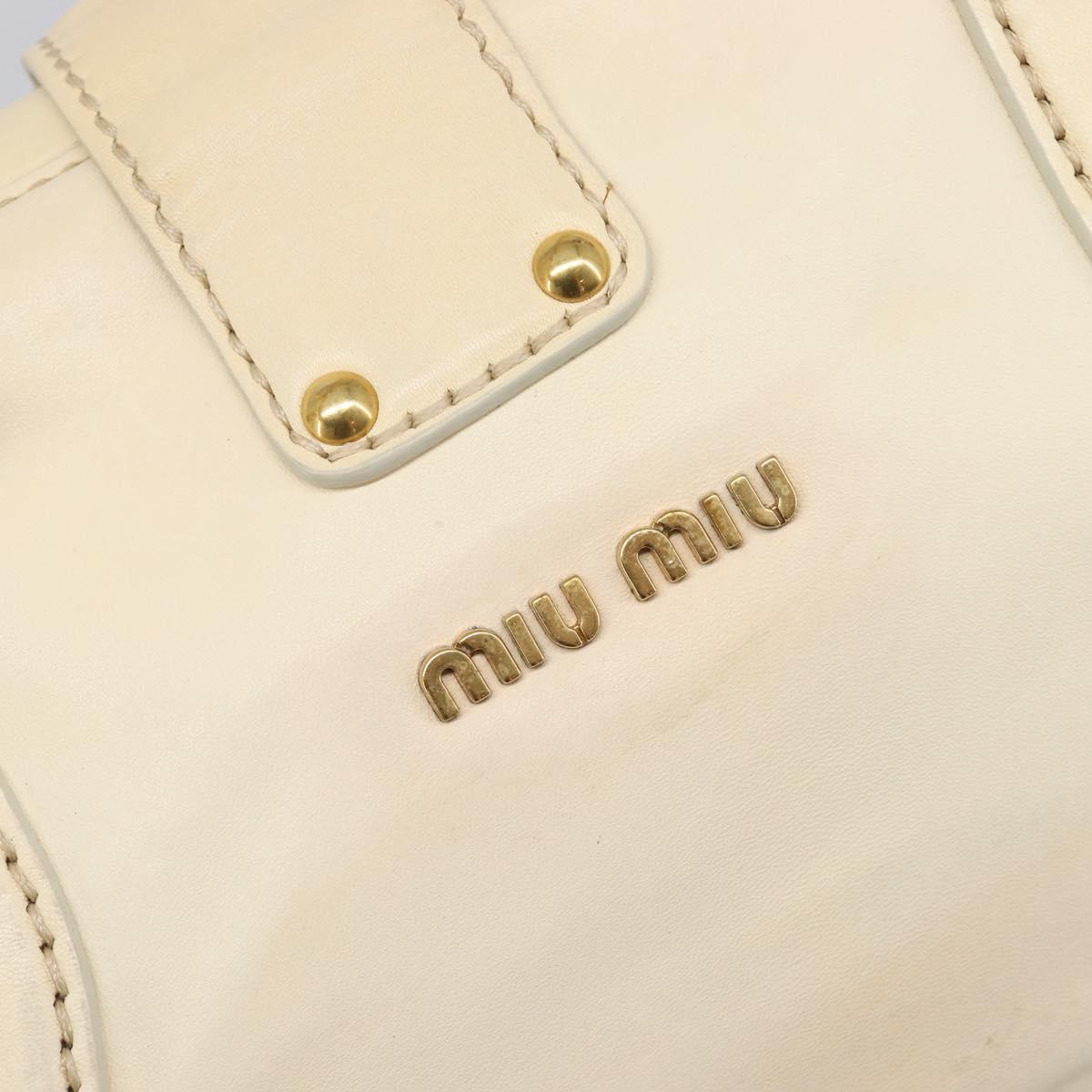 Miu Miu Hand Bag Leather Ivory Gold Auth 206112A