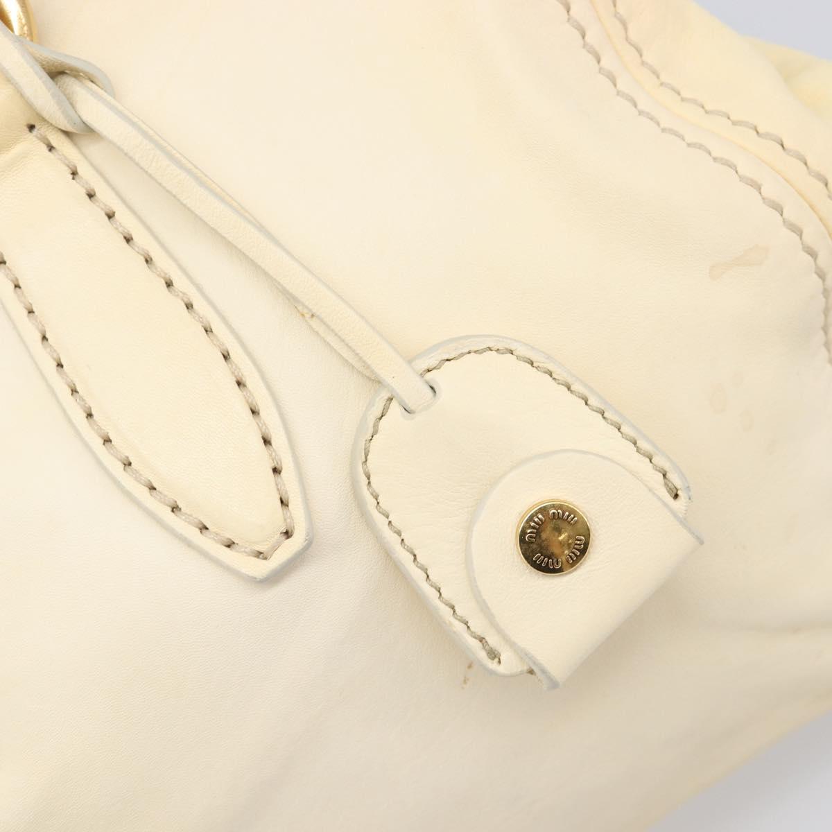 Miu Miu Hand Bag Leather Ivory Gold Auth 206112A