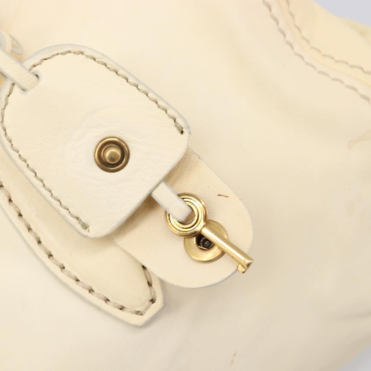 Miu Miu Hand Bag Leather Ivory Gold Auth 206112A